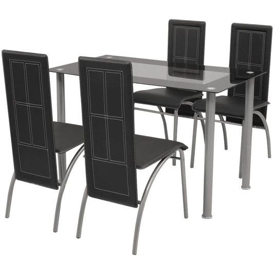 Matbord och stolar 5 delar svart - HQ5