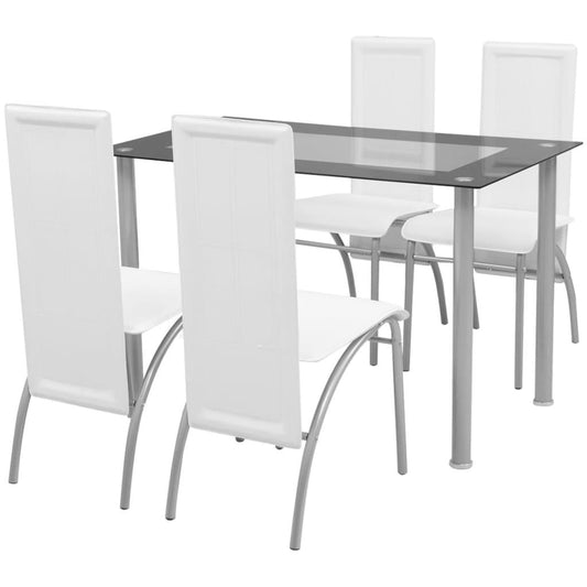 Matbord och stolar 5 delar vit - HQ5