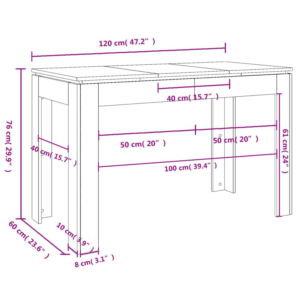 Matbord svart 120x60x76 cm konstruerat trä - HQ5