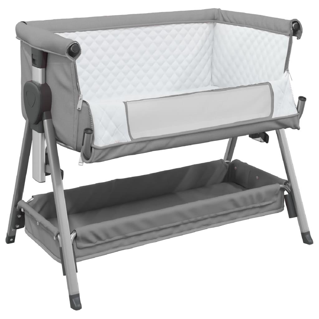 Babysäng med madrass ljusgrå linnetyg - HQ5