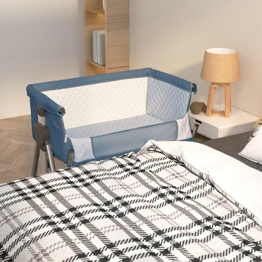 Babysäng med madrass marinblå linnetyg - HQ5