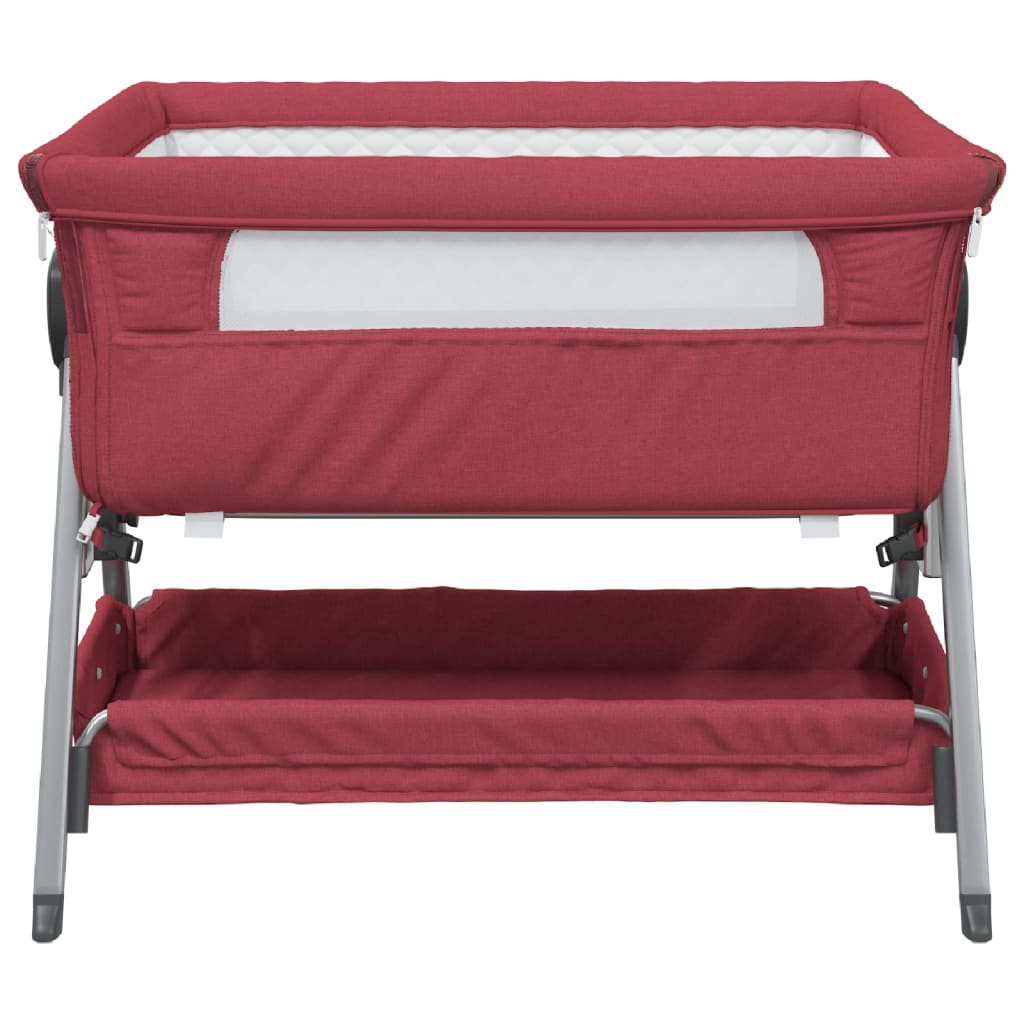 Babysäng med madrass röd linnetyg - HQ5