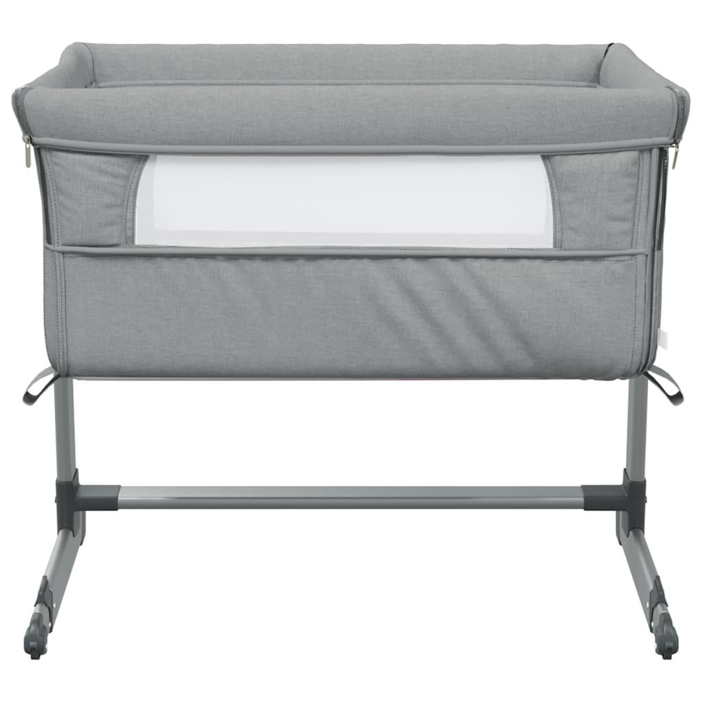 Babysäng med madrass ljusgrå linnetyg - HQ5