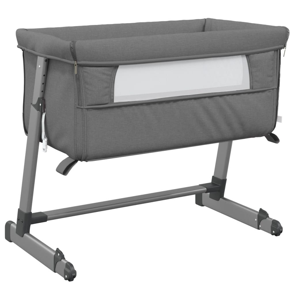 Babysäng med madrass mörkgrå linnetyg - HQ5
