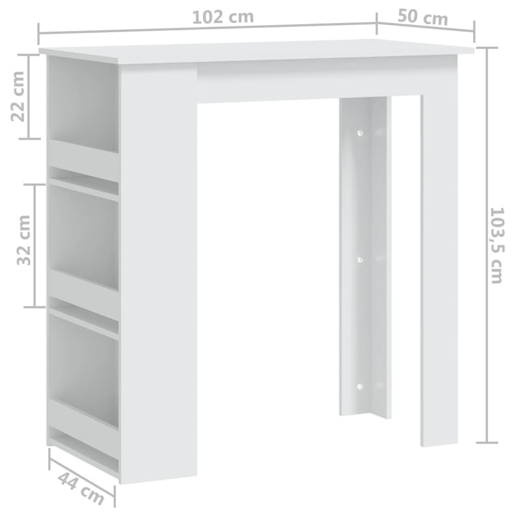 Barbord med förvaringshyllor vit 102x50x103,5cm konstruerat trä - HQ5