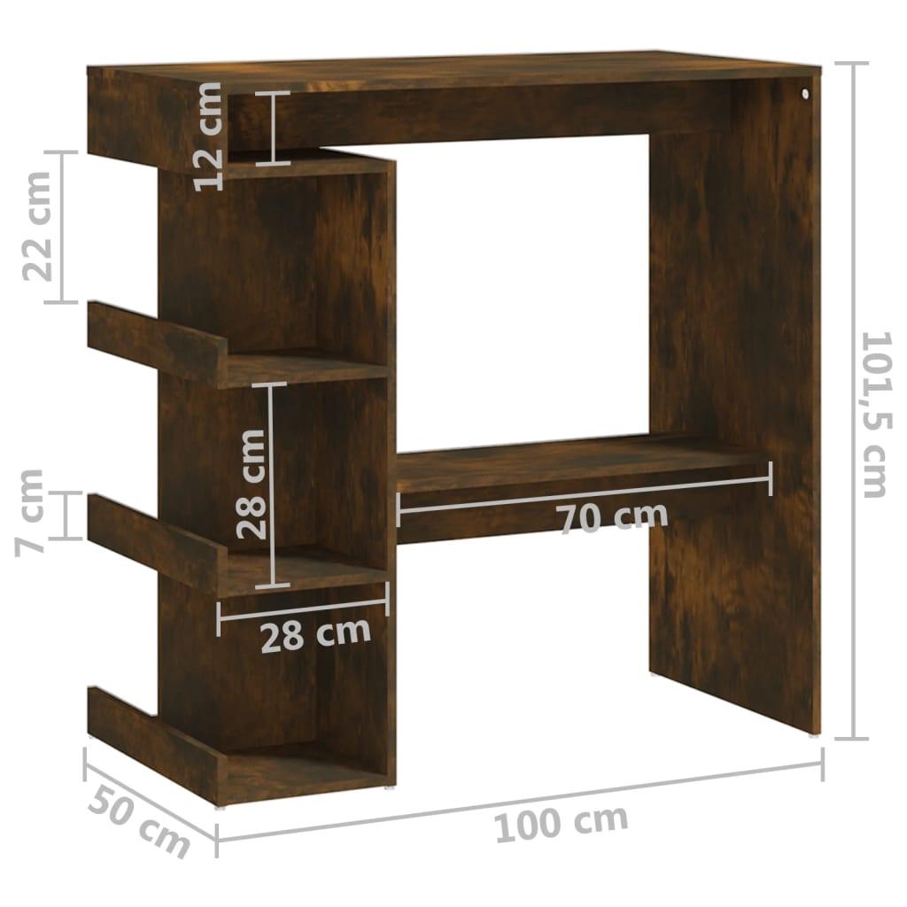 Barbord med hyllor rökfärgad ek 100x50x101,5 cm konstruerat trä - HQ5