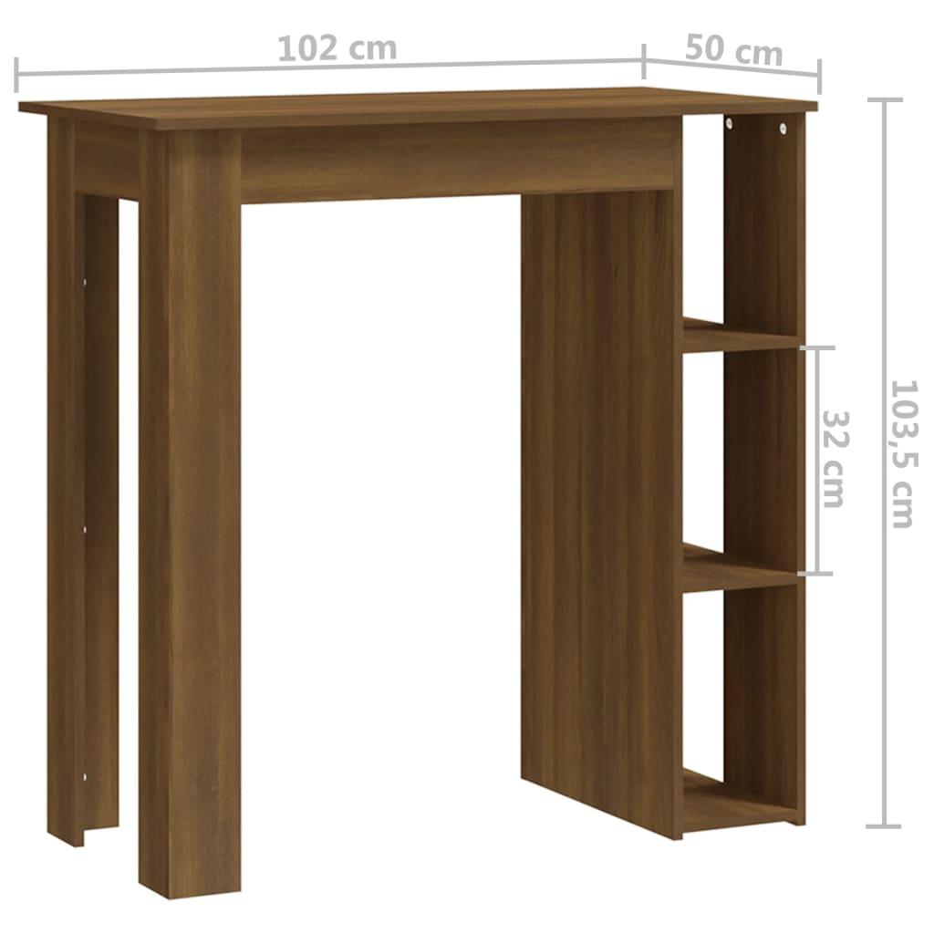 Barbord med hylla brun ek 102x50x103,5 cm konstruerat trä - HQ5