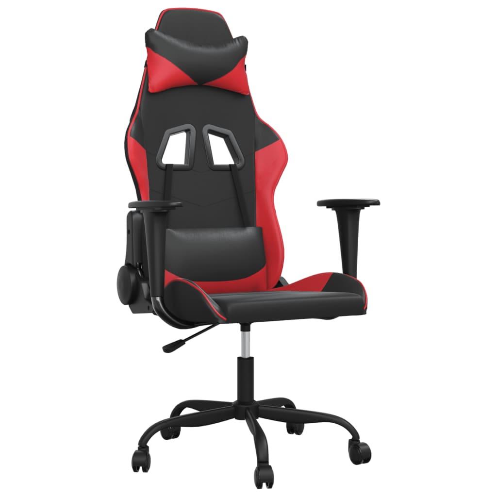 Gamingstol med massage svart och röd konstläder - HQ5