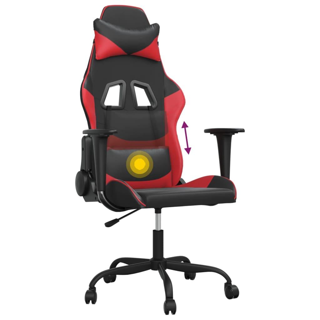 Gamingstol med massage svart och röd konstläder - HQ5