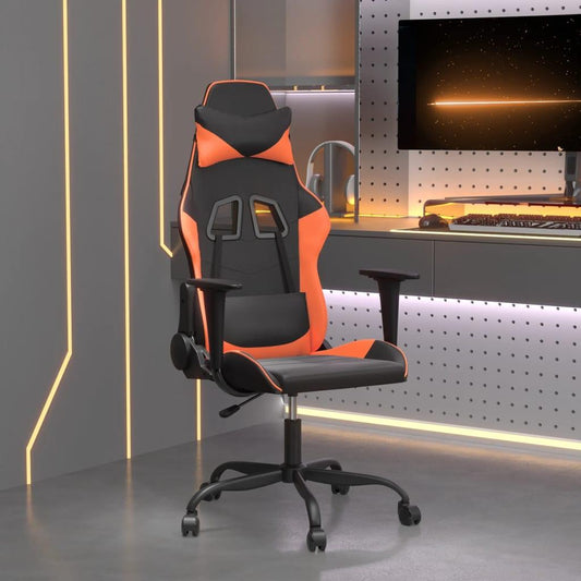 Gamingstol med massage svart och orange konstläder - HQ5