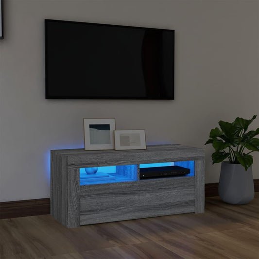 Tv-bänk med LED-belysning grå sonoma 90x35x40 cm - HQ5