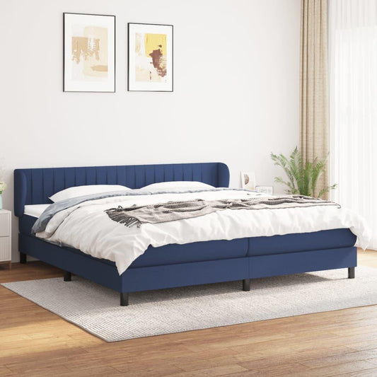 Ramsäng med madrass blå 200x200 cm tyg