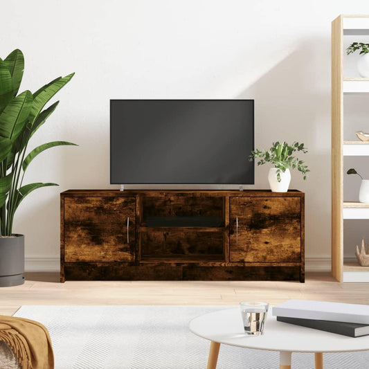 Tv-bänk rökfärgad ek 102x30x37,5 cm konstruerat trä - HQ5