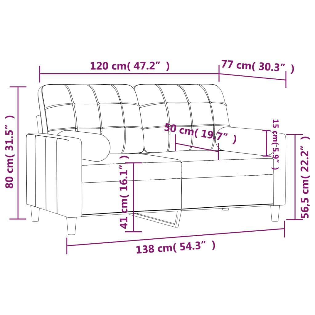 2-sits soffa med prydnadskuddar gräddvit 120 cm tyg - HQ5