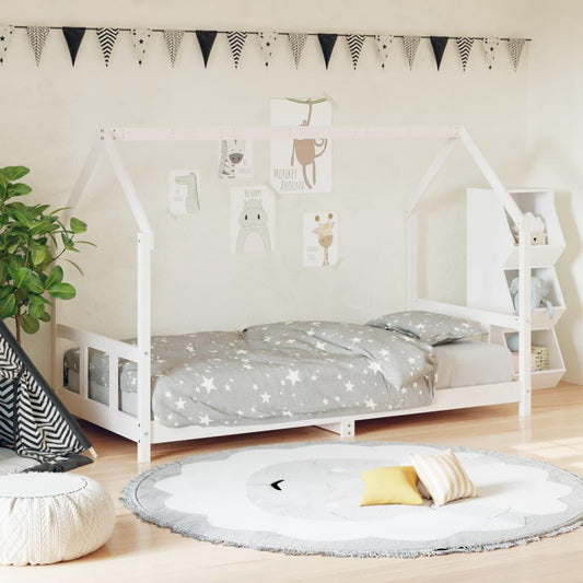 Sängram för barnsäng vit 90x200 cm massiv furu - HQ5