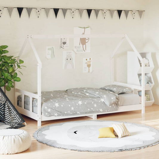 Sängram för barn vit 90x190 cm massiv furu - HQ5