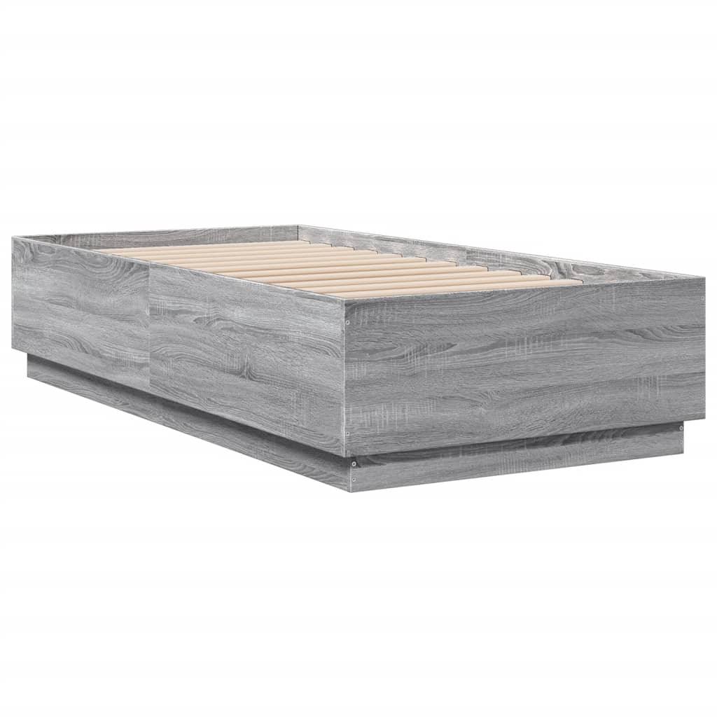 Sängram grå sonoma 90x190 cm konstruerad trä - HQ5