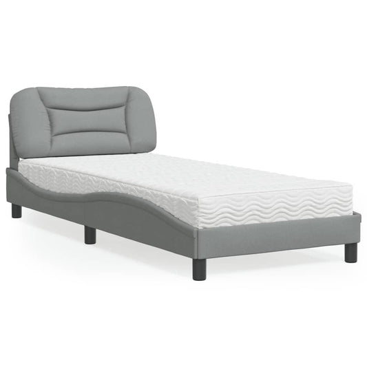 Säng med madrass ljusgrå 80x200 cm tyg