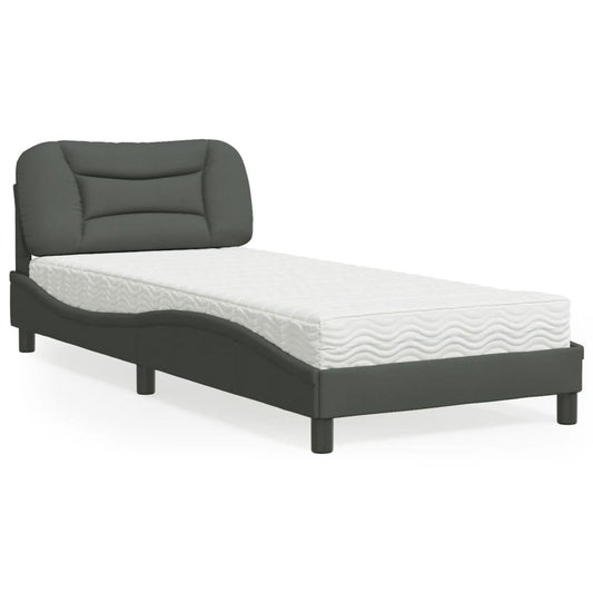 Säng med madrass mörkgrå 80x200 cm tyg