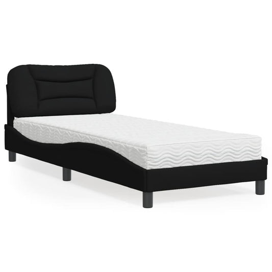 Säng med madrass svart 90x190 cm tyg