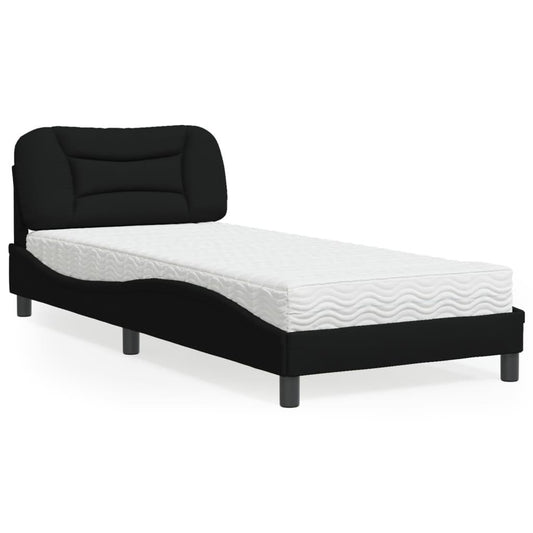 Säng med madrass svart 90x200 cm tyg