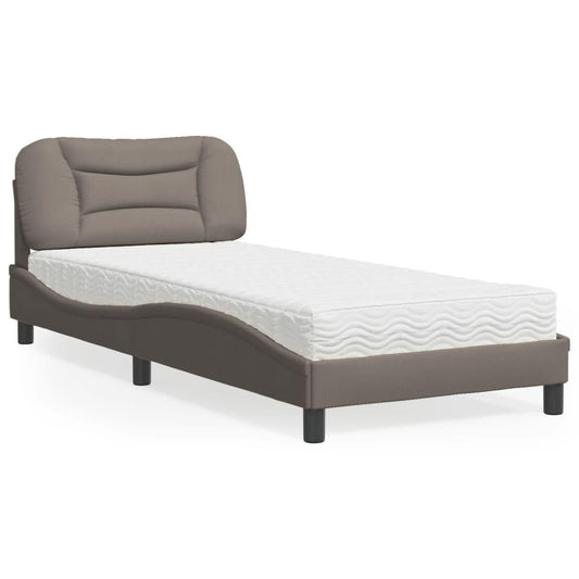Säng med madrass taupe 90x200 cm tyg
