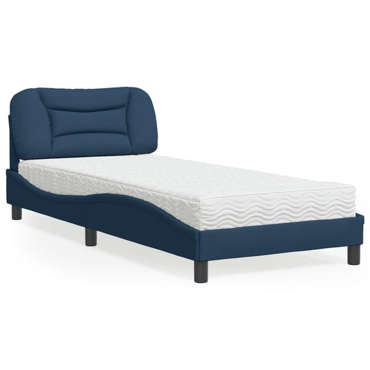 Säng med madrass blå 90x200 cm tyg
