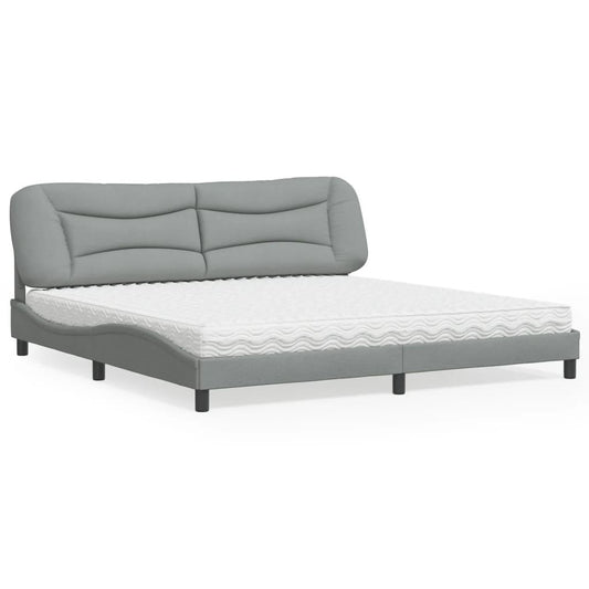 Säng med madrass ljusgrå 200x200 cm tyg