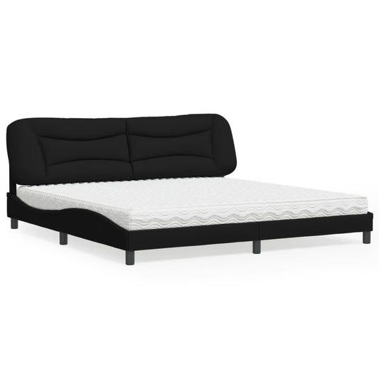 Säng med madrass svart 200x200 cm tyg