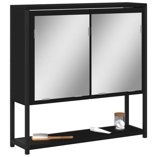 Spegelskåp för badrum svart 60x16x60 cm konstruerat trä - HQ5