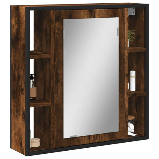 Spegelskåp för badrum rökfärga ek 60x16x60 cm konstruerat trä - HQ5