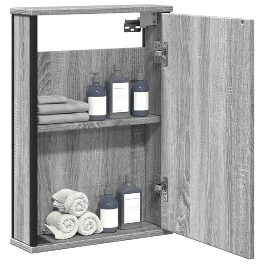 Spegelskåp för badrum grå sonoma 42x12x60 cm konstruerat trä - HQ5