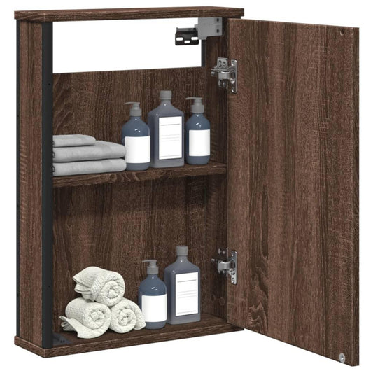 Spegelskåp för badrum brun ek 42x12x60 cm konstruerat trä - HQ5
