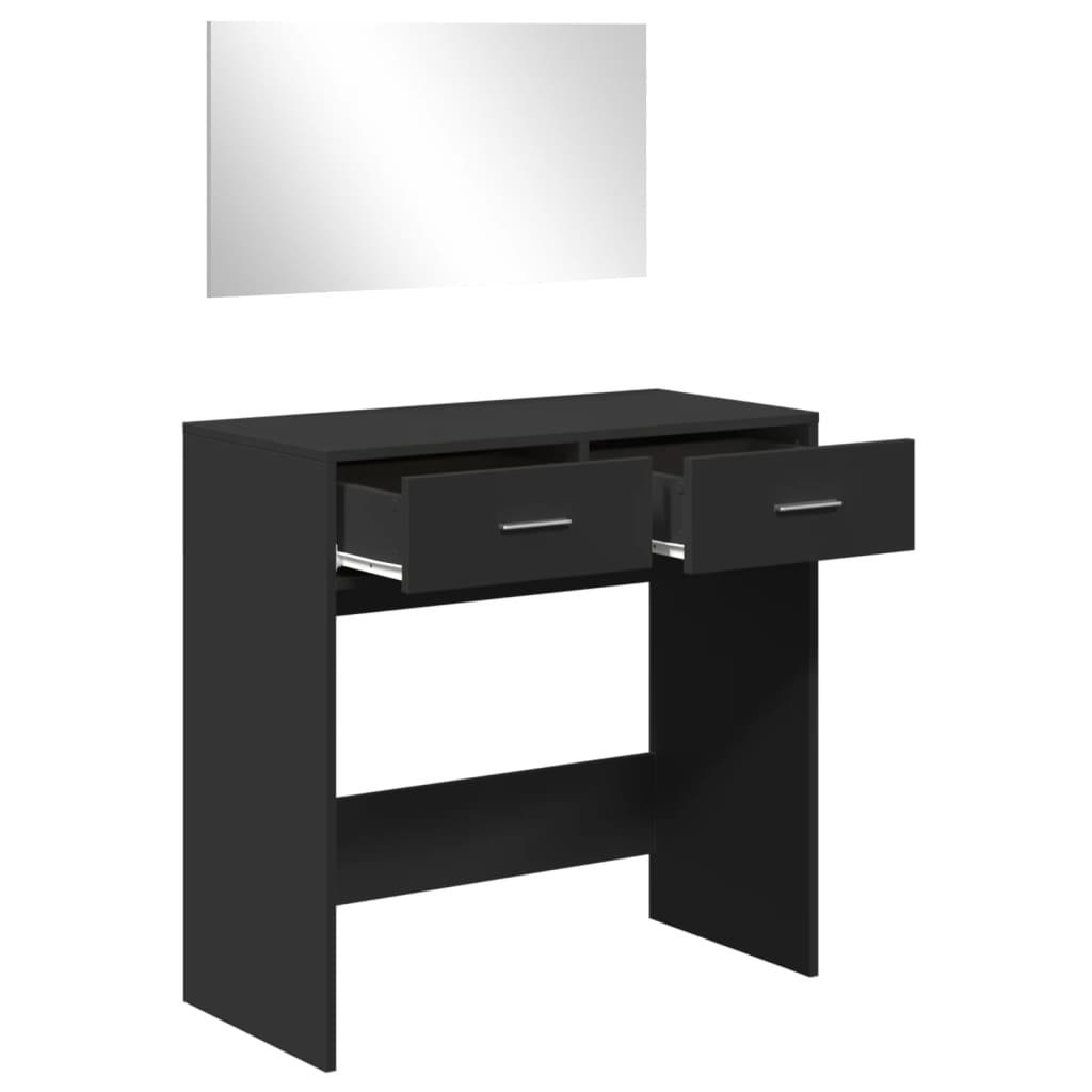 Sminkbord med spegel svart 80x39x80 cm - HQ5