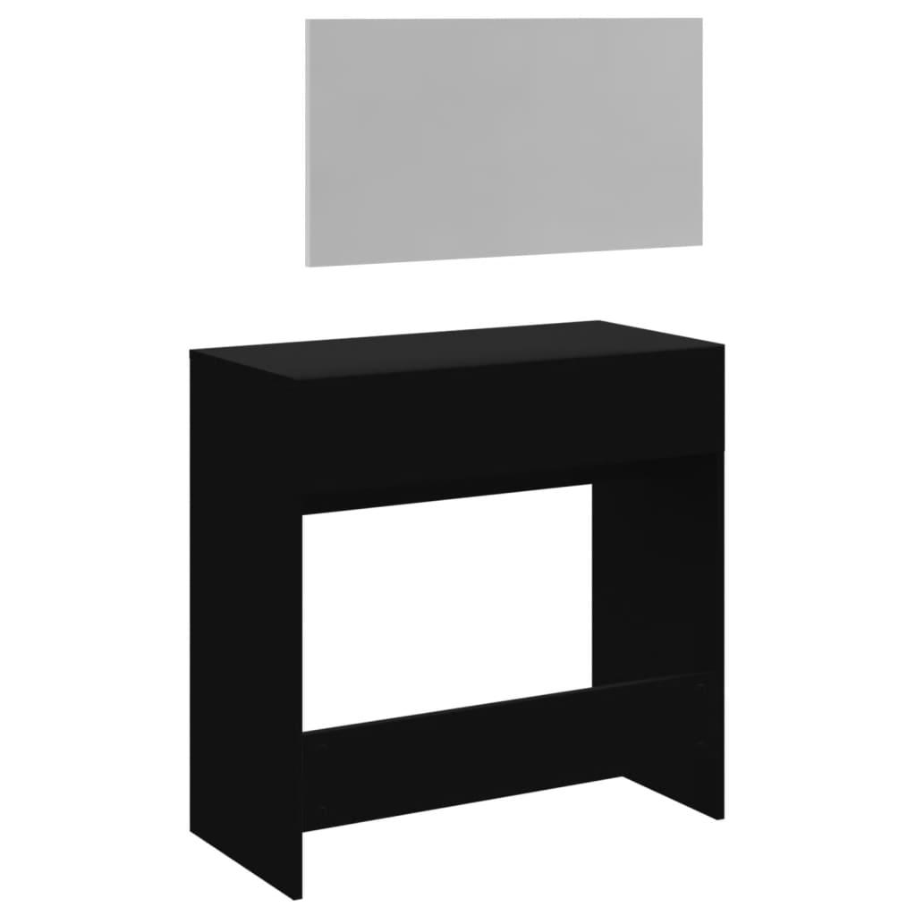 Sminkbord med spegel svart 80x39x80 cm - HQ5