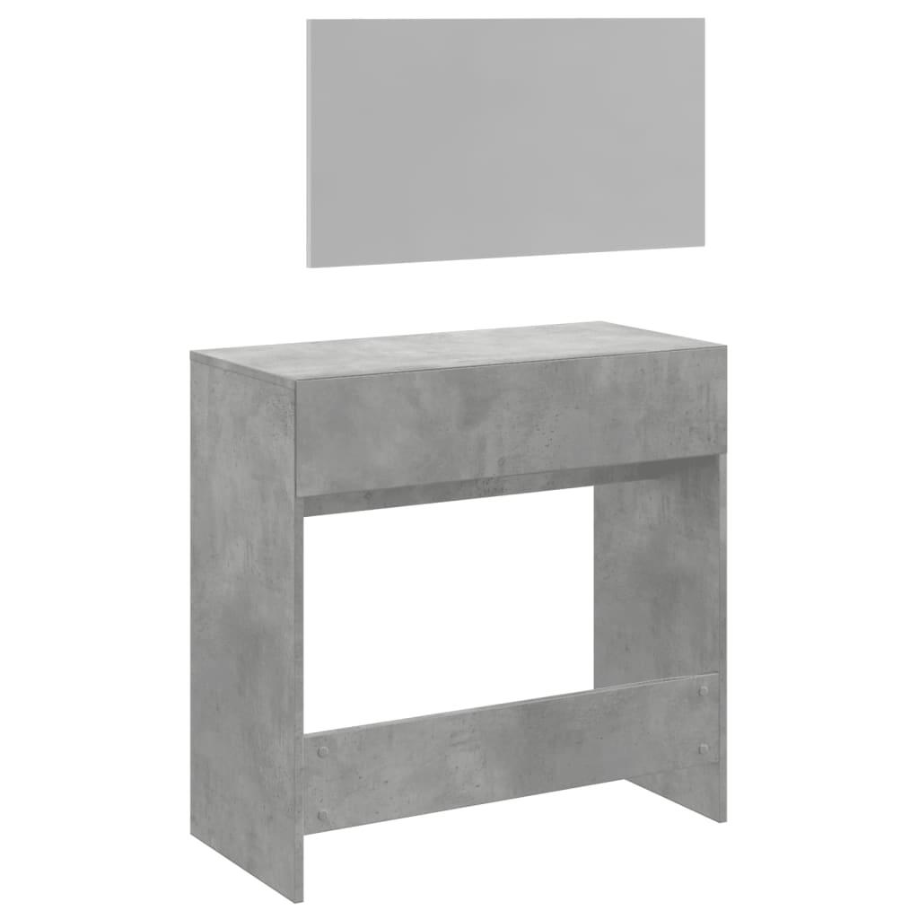 Sminkbord med spegel betonggrå 80x39x80 cm - HQ5
