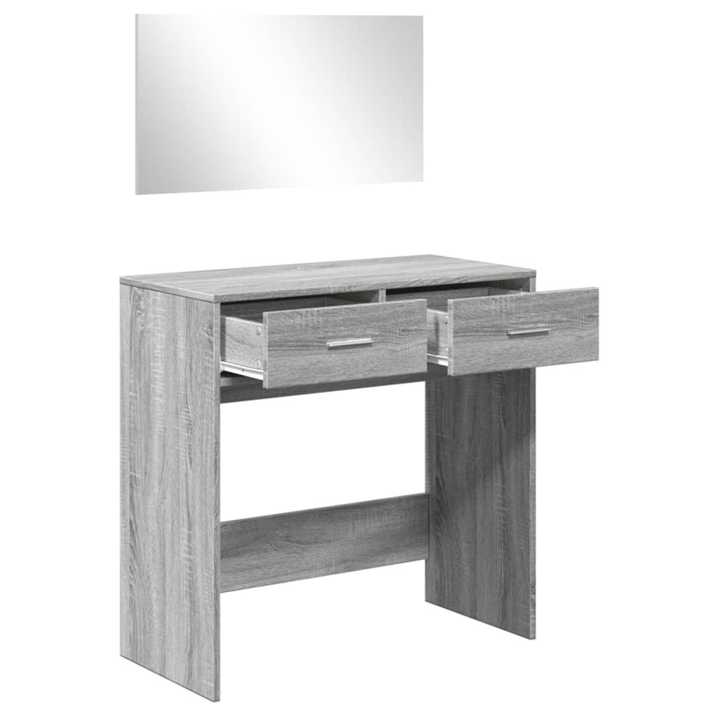 Sminkbord med spegel grå sonoma 80x39x80 cm - HQ5