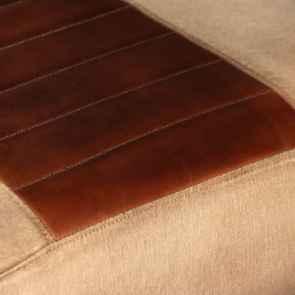 Loungefåtölj brun äkta getskinn och kanvas - HQ5