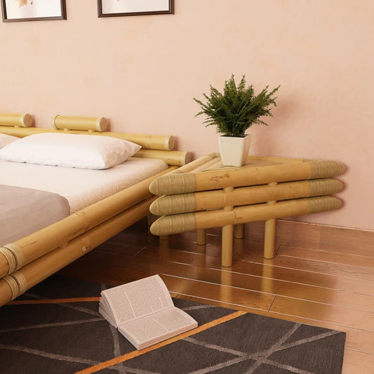 Sängbord 2 st 60x60x40 cm bambu naturlig - HQ5