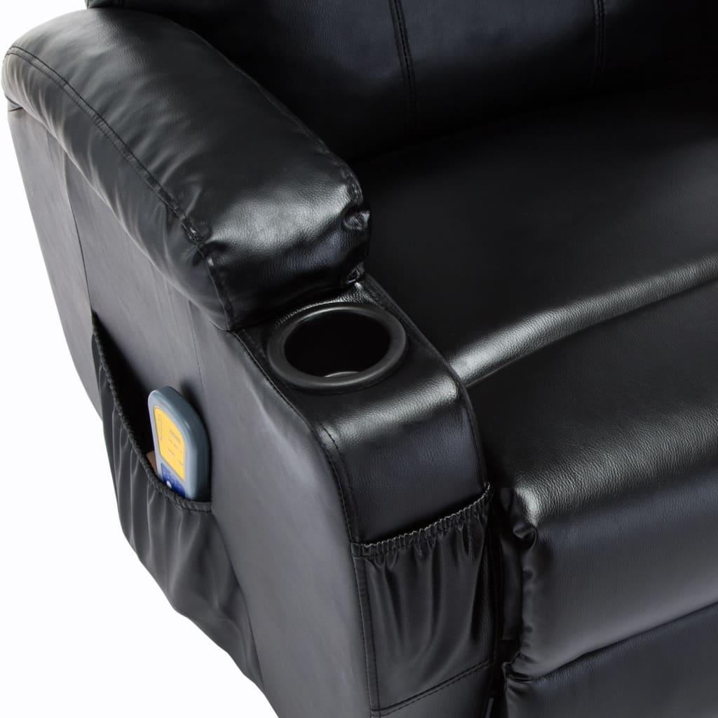 Gungande massagefåtölj justerbar svart konstläder - HQ5