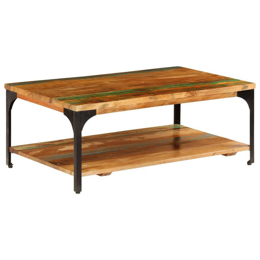 Soffbord med hylla 100x60x35 cm massivt återvunnet trä - HQ5
