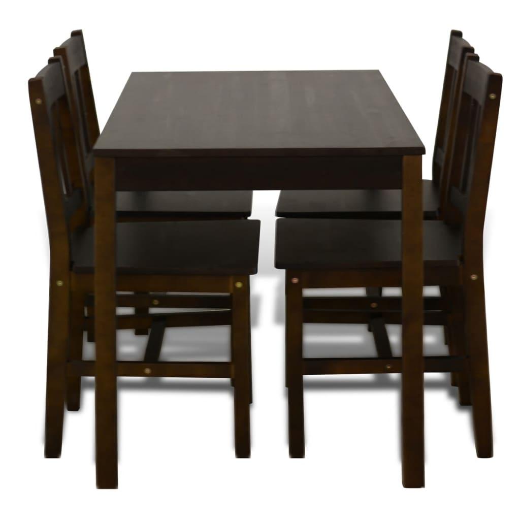 Matbord trä med 4 stolar brun - HQ5
