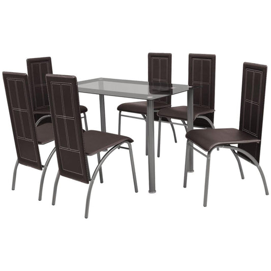 Matbord och stolar 7 delar bruna - HQ5