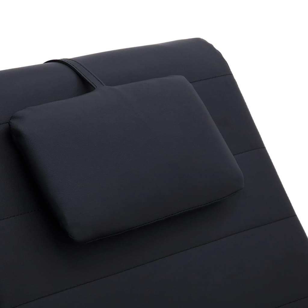 Massageschäslong med kudde svart konstläder - HQ5