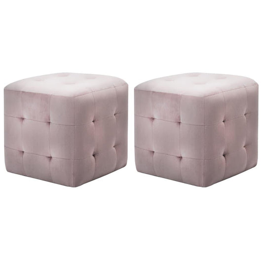 Sängbord 2 st rosa 30x30x30 cm sammetstyg - HQ5