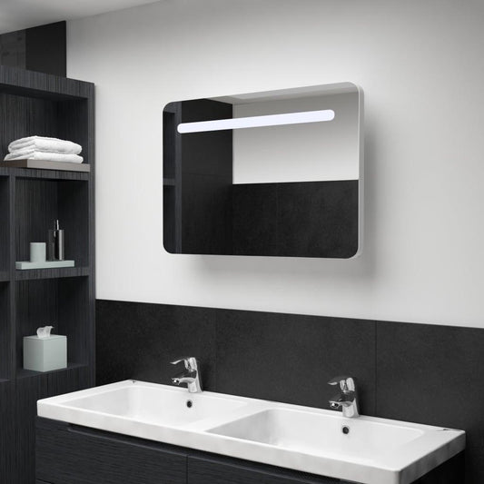 Badrumsskåp med spegel LED 80x9,5x55 cm - HQ5