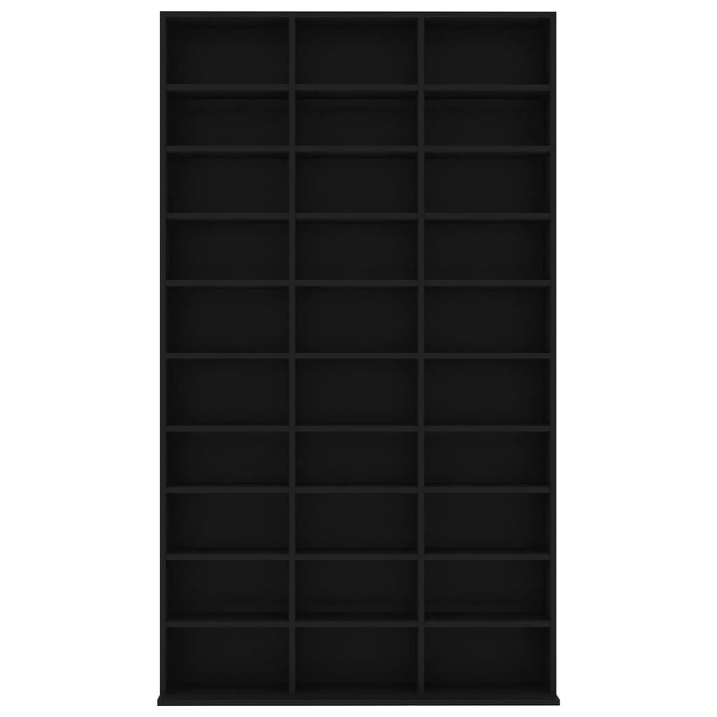 CD-hylla svart 102x16x177,5 cm konstruerat trä - HQ5