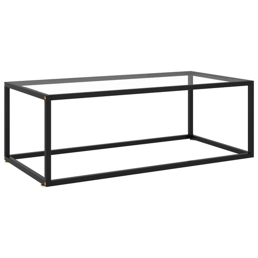 Soffbord svart med härdat glas 100x50x35 cm - HQ5