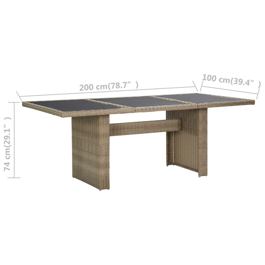 Trädgårdsbord brun 200x100x74 cm glas och konstrotting - HQ5