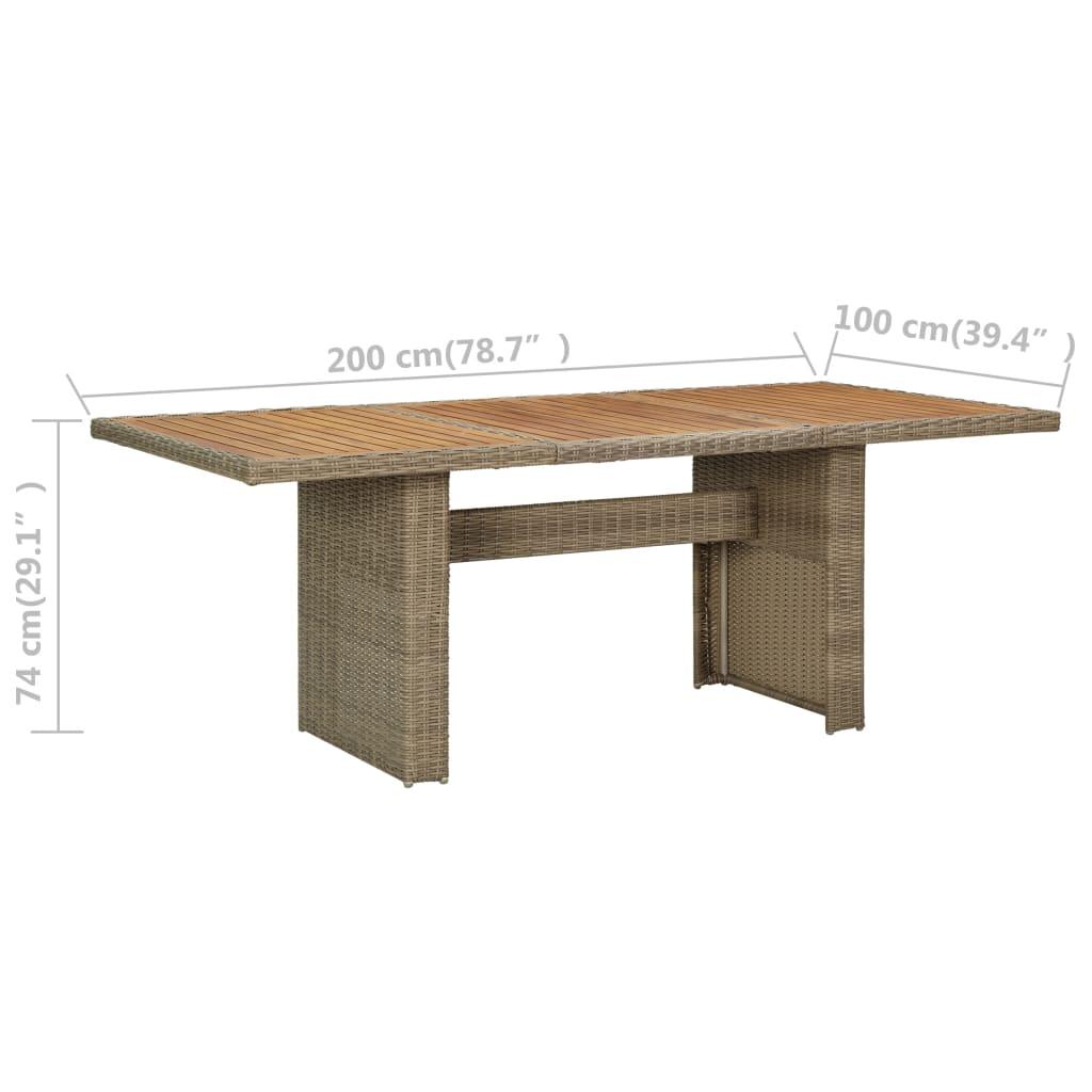 Trädgårdsbord brun 200x100x74 cm konstrotting - HQ5
